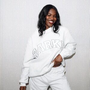 Parke Oversized White Hoodie with Gray Accents